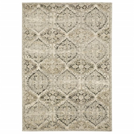 Homeroots 8 x 11 ft. Ivory & Gray Floral Trellis Indoor Area Rug 388067